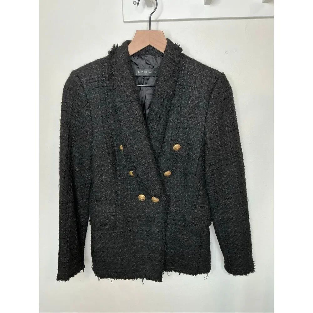 Zara Tweed Blazer | Medium in Black